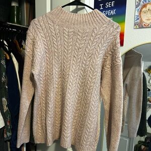 Vintage Cozy Cable Knit Sweater - pink